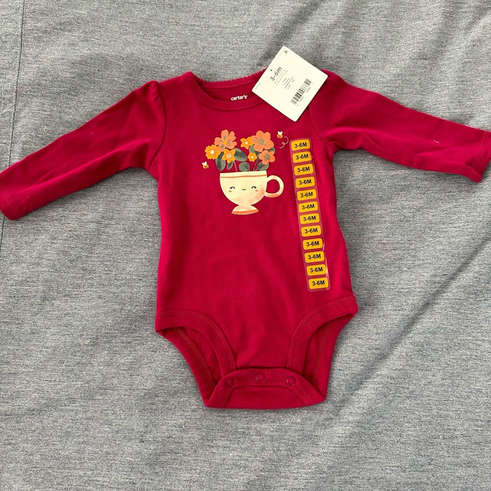 Carters Floral Teacup Bodysuit 3-6 Months
